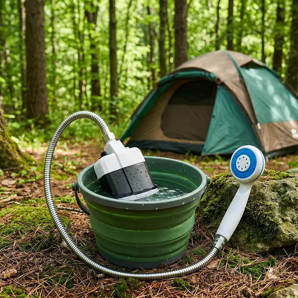 1/2 Sets Portable Electric Shower Pump Set USB Rechargeable Handheld Sprayer Water Shower Kit For Camping RV Pet Bath Outdoor Travel Beach Use