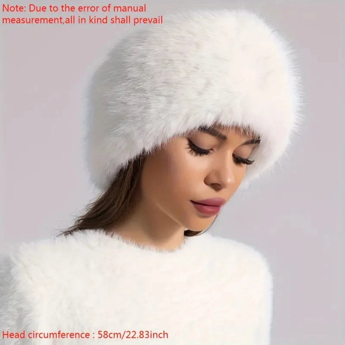 Winter lmitation Fur Thickened Hat Without Top Hat, BreathableComfortable Outdoor Travel Brimless Hat