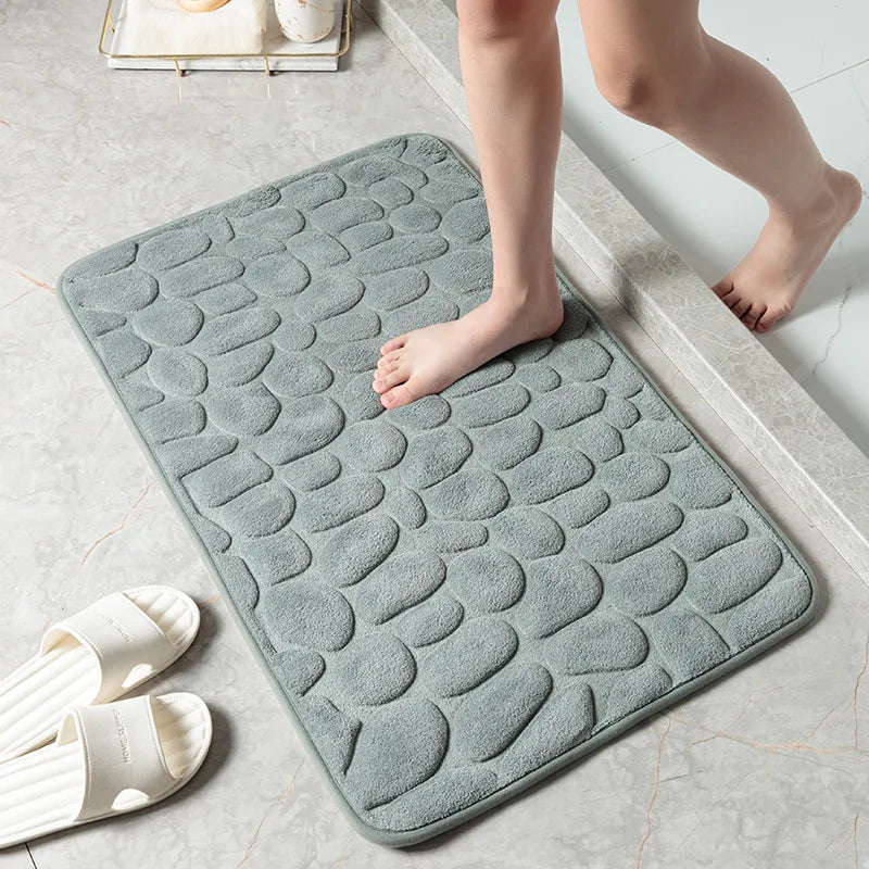 NEW Arrivals 4PCS Set Mat Non-Slip Carpets Cobblestone Embossed Bathroom Bath In Wash Basin Bathtub Side Floor Rug Shower Room Doormat Memory Foam Carpets Bathroom Accessories