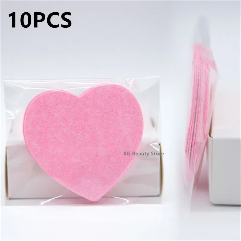 NEW Arrivals 50/100 PCS Set Reusable Facial Sponges Pad Heart Shape Compressed Facial Natural Facial Cleansing Pads Exfoliating For Cleansing ﻿Women Cosmetic Accessories