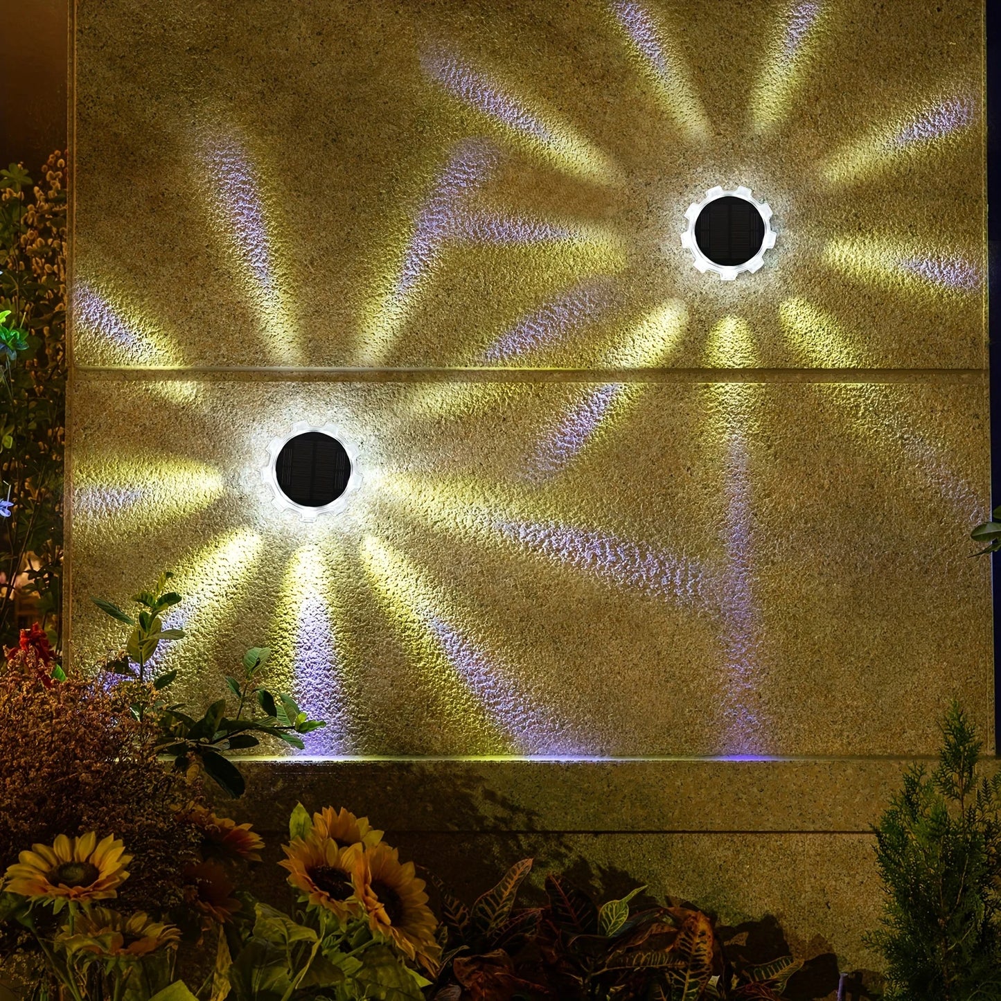 Solar Wall Sconce and Walkway LED Wall Mounted Lights 4 modes Exterior Light Fixture For Garden Patio Yard Deck Fence Garage Outdoor Light