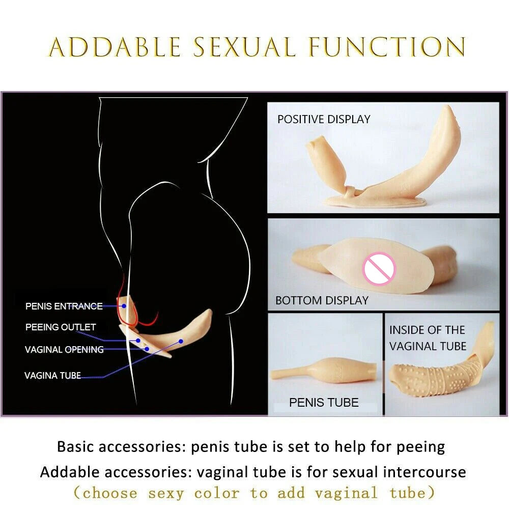 Drag Queen Silicone Realistic Vagina Hip Pants Pussy Transgender Artificial Sex Fake For Crossdresser Transgender Cosplay