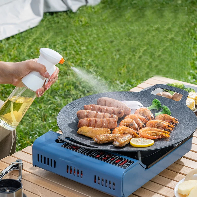 Grill Pan Round Non-Stick Barbeque Plate Outdoor Travel Camping Frying Pan Household Griddle Barbeque Accessories