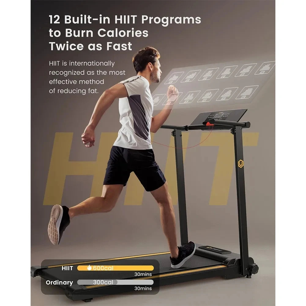 URTM006 Folding Mini Treadmill Max Speed 1-10 km/h Walking Area 105*40cm Max Load 100kg 12 Built-in HIIT Programs