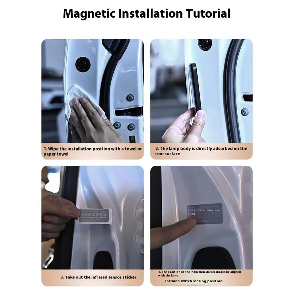 NEW Arrivals 4PCS Set  Magnetic Control Door Lighting Warning Anti-Collision LED Ambient Welcome Emergency Alarm Strobe Light Automotive Accessories Car Tools Set Supplies