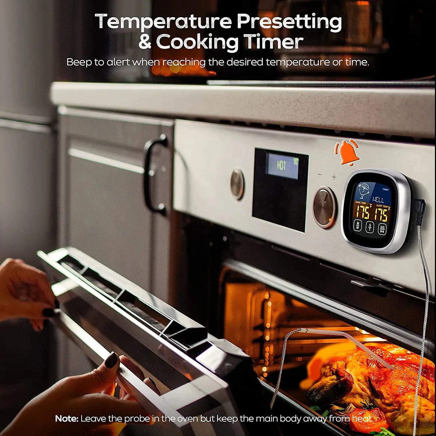 Digital Meat Kitchen Thermometer Stainless Waterproof Meat Temperature Thermometer Probe Oven Cooking BBQ