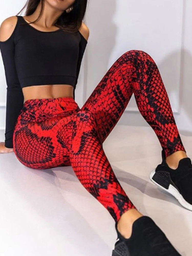 Sexy Leggings Women Snake Printed Leggins Yoga Pants New Hot Sports Gym High Waist Skinny Gothic Workout Fitness Trousers