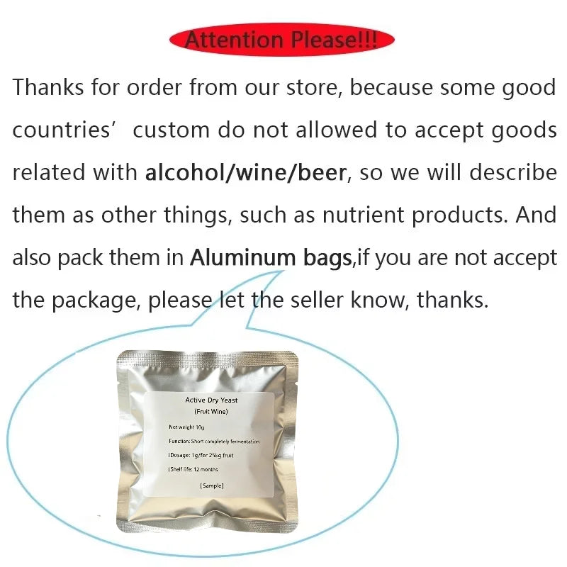 10 PCS Set For Home Barware Outdoor Travel Camping Picnic 15g Aluminum Bags For Wine Mead Yeast Packing Bentonite Wine Clarification Powder Storage Organizer Accessories Nutrition Bags