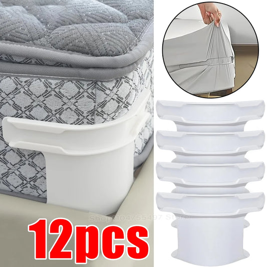 NEW Arrivals 12 PCS Set Universal Bedsheet Corner Tightener Clips Invisible Bedspread Secure Holder with Heavy-Duty Mattress Straps Sheets Slot Locks Home Furniture Accessories