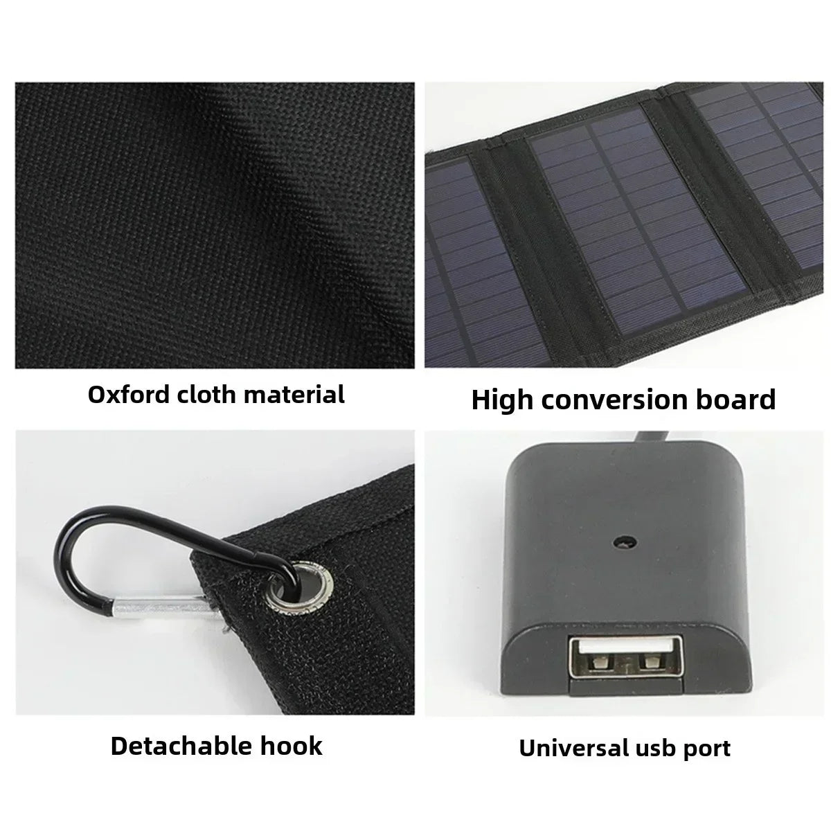 Outdoor Travel Camping 25W-100W Foldable 5V Rainproof USB Solar Charger for Smartphone Power Bank Portable Outdoor Mountains Hiking Emergency Survival Power Supply