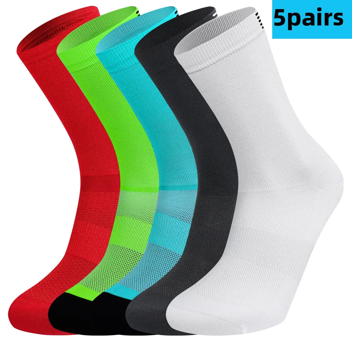 5 Pairs Cycling Socks Men Women Breathable Crew Bike Running Socks Fashion Compression Climbing Travelling Walking Hiking Socks