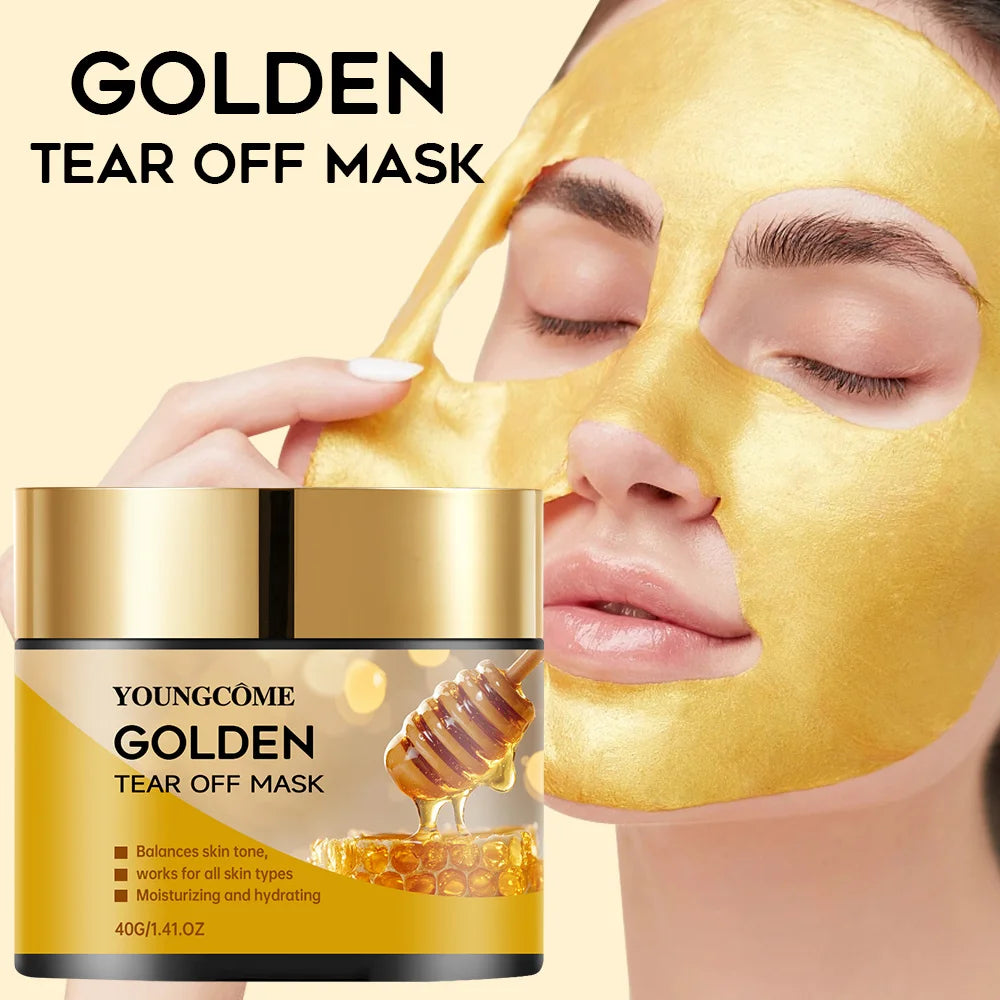 70g Facial Gold Textured Whitening Mask Blackhead Remover Whitening Face Mask Deep Cleansing Hyaluronic Acid Moisturizing Women Skin Care Supplies Korean Products