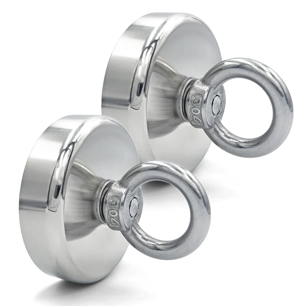 Super Strong Neodymium Fishing Magnet Hooks N52 Heavy Duty Magnet with Countersunk Hole Eyebolt 16-90mm Salvage Searcher Magnets for Lake River Boat Fishing Accessory Sets
