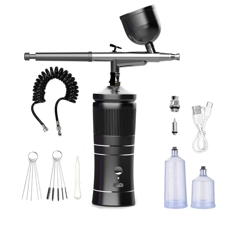 Full Set Rechargeable Wireless Airbrush Compressor Kit Air Brush Paint Sprayer Gun Water Oxygen Deep Hydrating Machine for Nail Art Tattoo Makeup Cosmetic Sets