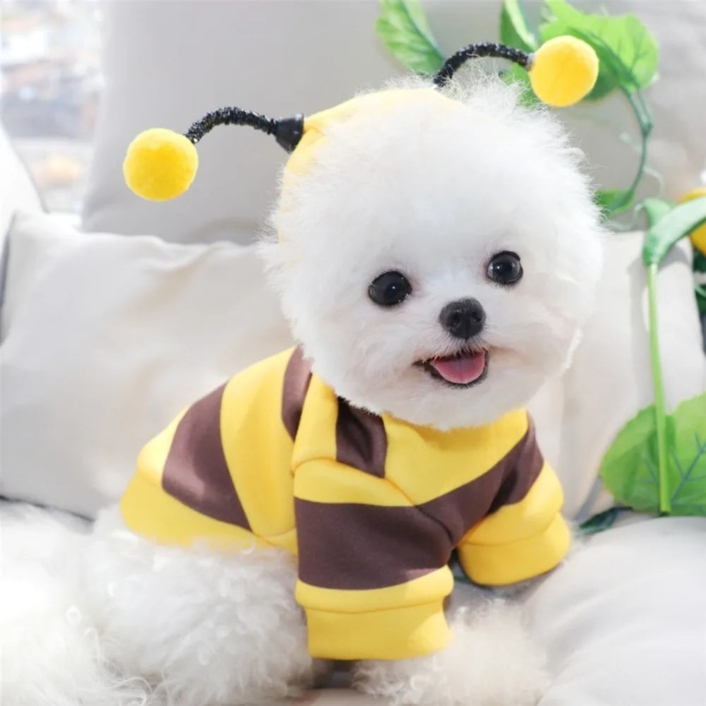 1Pcs Bee Hoodie Puppy Apparel Cartoon Outfit  Dog Cat Hoodie Halloween Cosplay Costumes New Pet Products