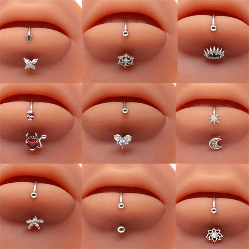 NEW!!!!  Punk 10mm Skull Zircon Lip Rings Labret Piercing Ear Nose Hoops Unisex Women Septum Piercing Body Jewelry Fashion Supplies