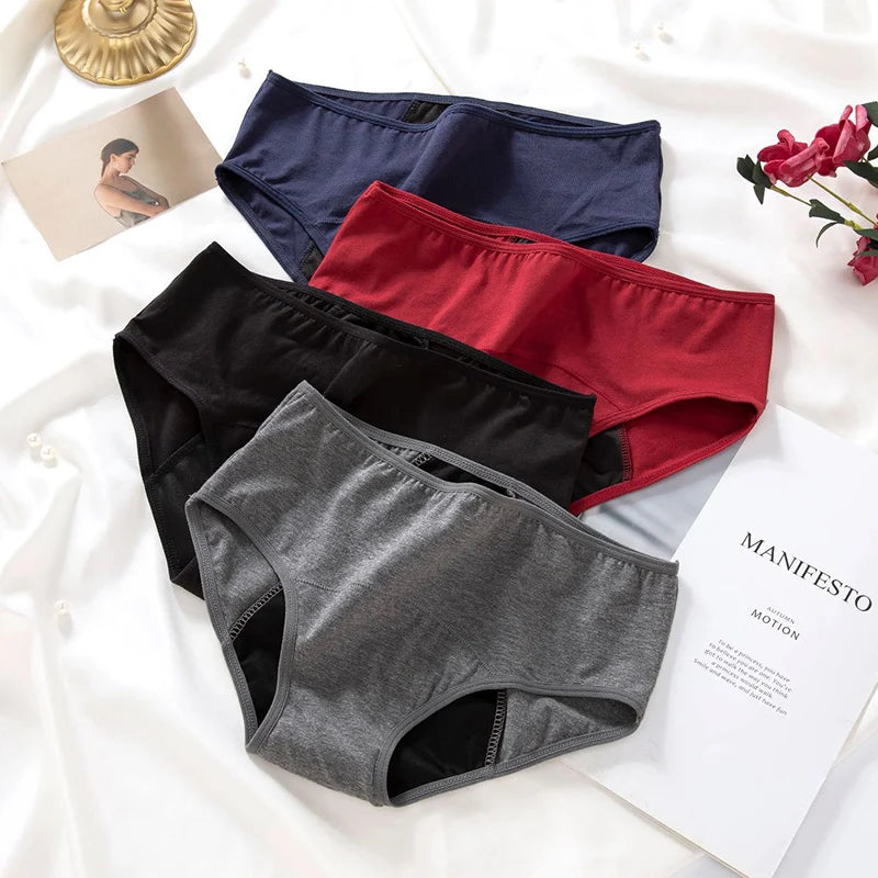 NEW 3 PCS Set S-3XL Plus Size  Menstrual Panties for Women Leak Proof Briefs Cotton Lingerie Absorbency Physiological Underwear Period Underpants