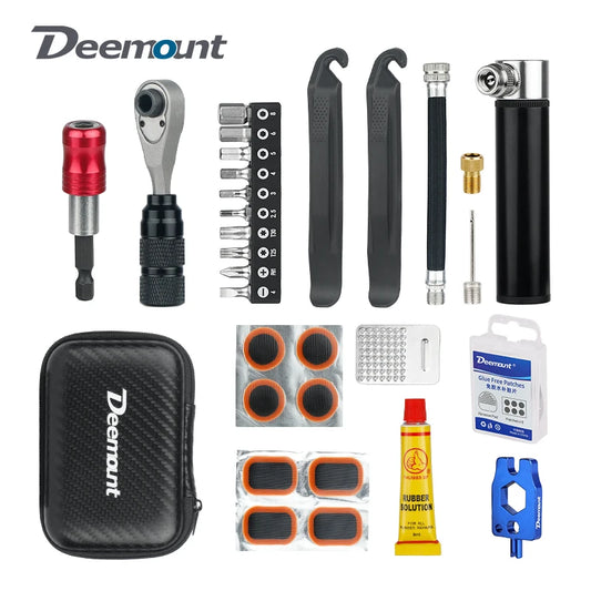NEW Arrivals Compact Ratchet Dual Way Wrench Kit Tire Lever Tools W/ 10 Bits Bicycle Riding Quick Repair Accessories Bicycle Repair Tool Bag Sports Supplies