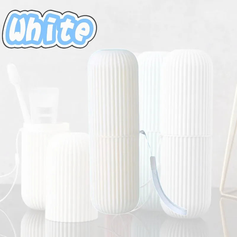 NEW Arrivals 4 PCS Set 4 Colors Travel Hotels Toothbrush Storage Box Vertical Stripe Portable Mouthwash Cup Brushing Cup Box Toothpaste Storage Cartridge Personal Care Supplies