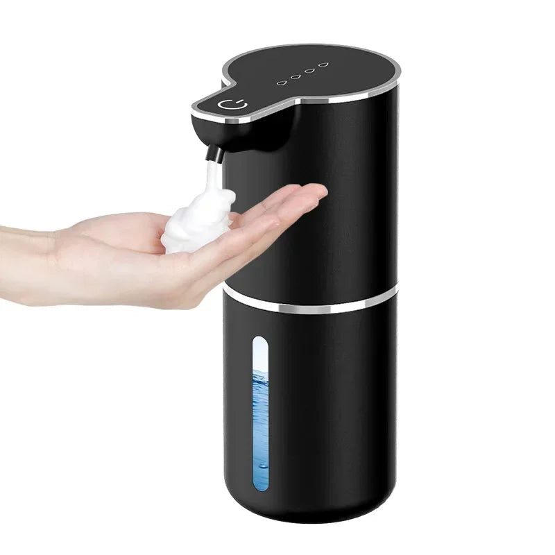 NEW Arrivals Automatic Black/White Soap + Fluids Dispenser Touchless Foaming Soap Dispenser 350ml USB Rechargeable Electric 4 Level Adjustable Foam Soap Dispenser Home Bathroom Kitchen Accessories