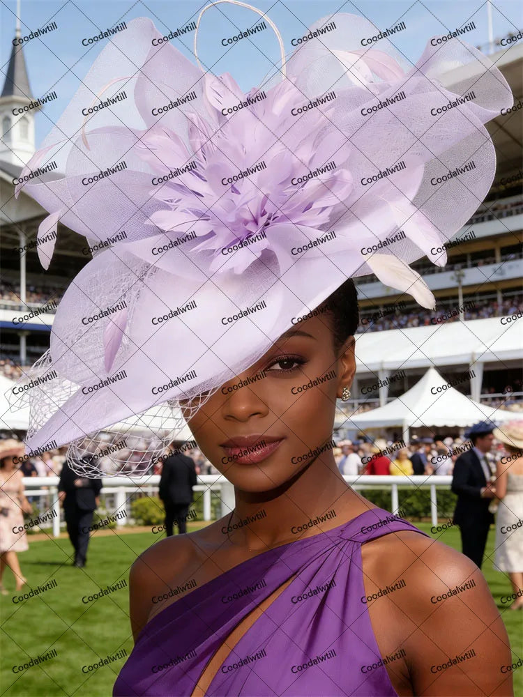 22 Colors Big Kentucky Fascinator Veils Hat Women Ladies Race Headpiece Bride Evening Wedding Party Royal Ascot Millinery Cap Mesh  French  Chapeau Opera Concert Red Carpet Luxury Hats