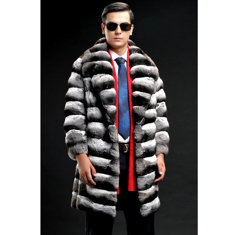 NEW Arrivals S-6XL Plus Size Men's Luxury Fur Coat Faux Mink Fur Coat Mid-Length Male Winter Clothes Zebra Fashion Formal Apparel