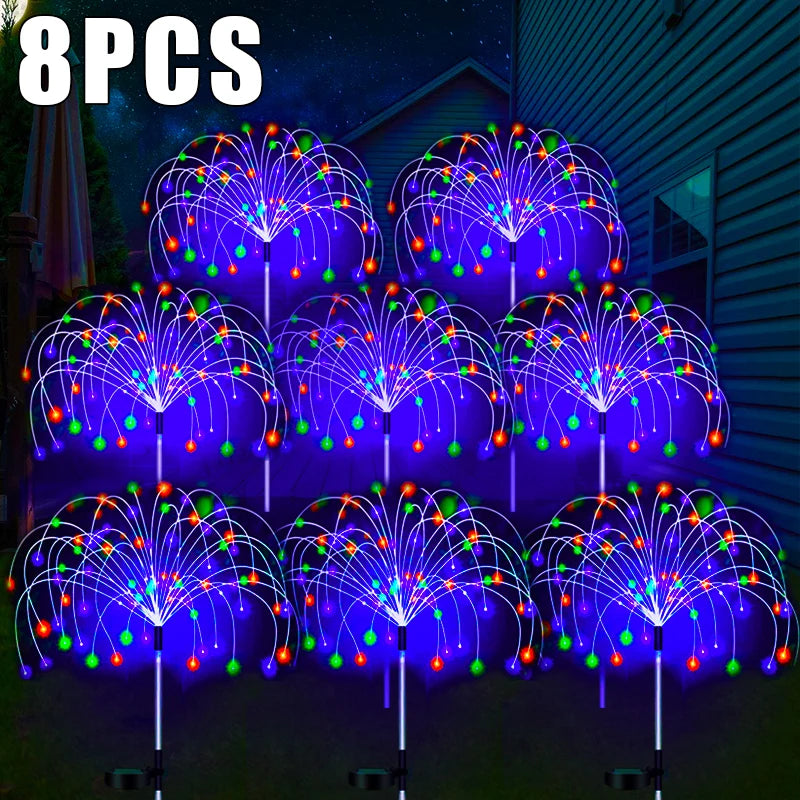 Christmas LED Solar Firework Lamp Outdoor Garden Decor Pathway Fairy Lights Waterproof Garden Courtyard Balcony Patio Lawn Solar Light Set New Year Eve Decoration Accessories Supplies