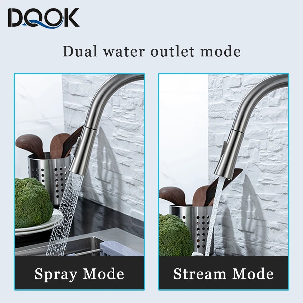 Just Arrived Kitchen Bathroom Motion Sensor Faucet Pull Out  Black/Brushed Nickle Color Large Area Sensor Stainless Steel Black Smart Induction Mixed Tap Touch Control Sink Tap Home Office Hotels