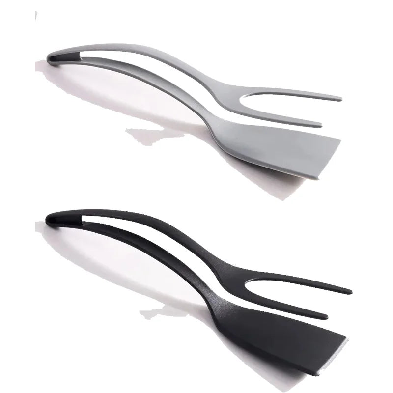 3 PCS Set Egg Flipper Spatula 2 in 1 Grip and Flip Spatula Tongs Silicone Egg Flipper Tool Fish French Toast Tongs Non-Stick Cooking Accessories Kitchenware Tools