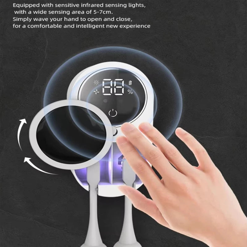 2 PCS Set Toothbrush Sterilizer Intelligent Wall Mounted Fully Automatic Sensing Ultraviolet Sterilization No Punching Toothbrush Holder Oral Hygiene Accessories Bathroom Supplies