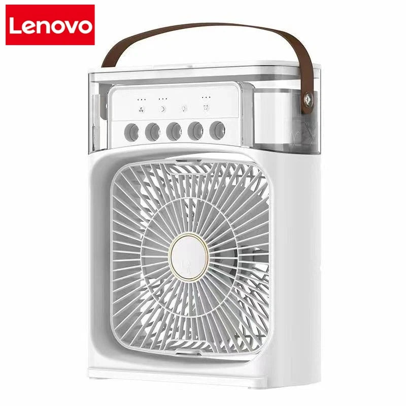 Original LENOVO 3 in1 Fan Air Conditioner Household Medium Whirlwind Turbo Air Cooler Led Night Light Portable 5 Nozzles Humidifier Air Adjustment Water Mist Fan Office Home Fan Air Cooling Supplies.