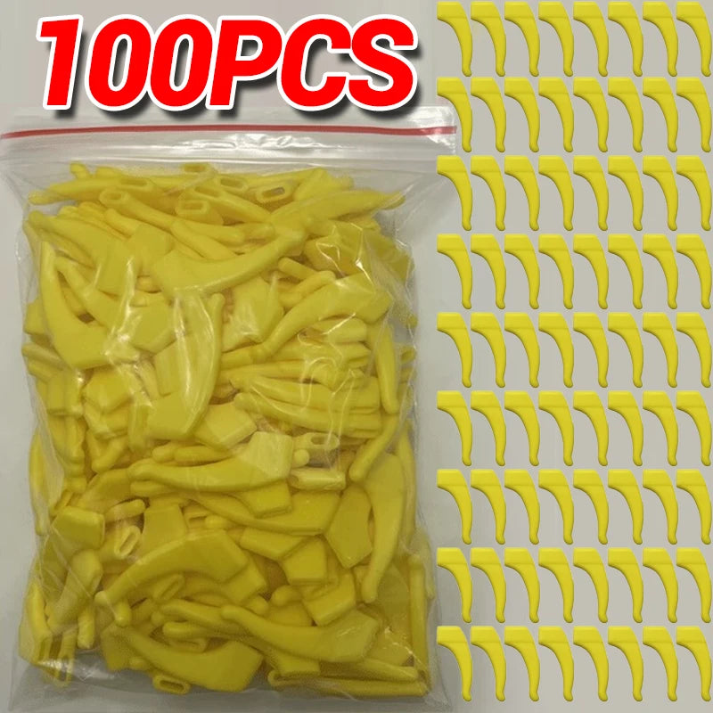 100 PCS Set Anti-Slip Silicone Ear Hooks Glasses Eyeglasses Leg Elastic Ear Grip Stopper Bracket Fastener Accessories Temple Anti-Fall Eyewear Holder Women Men Optical Accessories