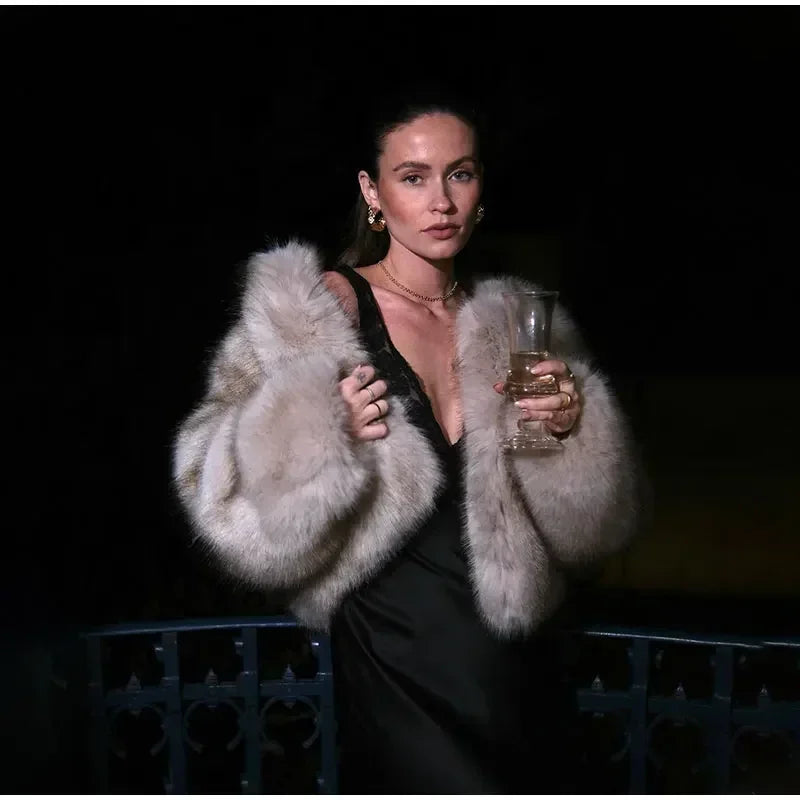 Low-Price Sales are Limited NEW Fashion Fluffy Faux Fur Evening Nightclub Coat For Women Winter Snow Outerwear Elegant Loose Long Sleeve Jacket Female Thick High Street Ladies Girls Luxury Fashion Clothing Supplies
