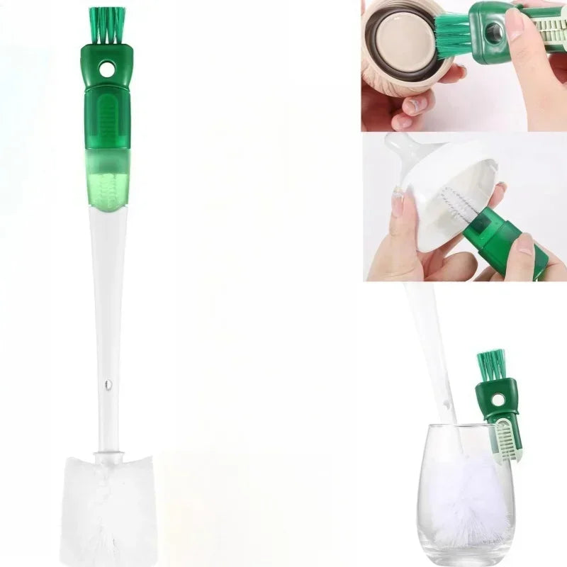 Water Bottle Cleaner Brush Silicone Detachable Scrubber Long Handle Narrow Milk Kettle Wineglass 5 In 1 Cleaner Kitchen Tool