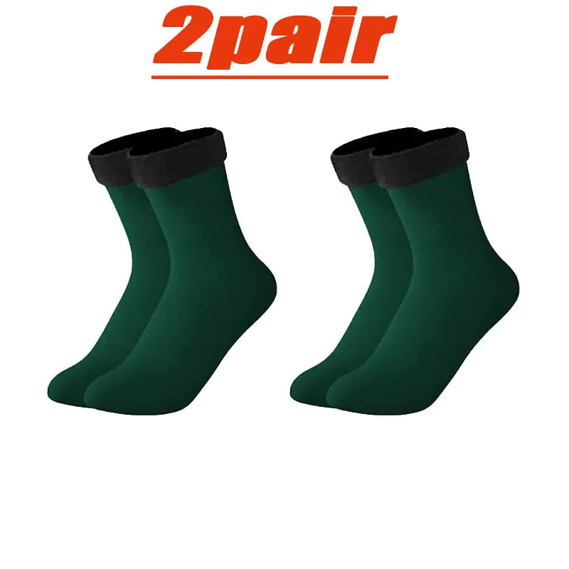 4 Pairs Set Winter Warm Thermal Socks Soft Thicken Plush Socks Solid Color Velvet Wool Snow Boots Floor Socking Outdoor Skiing Snowboard Mountain Hiking Climbing Cycling Socks Sets