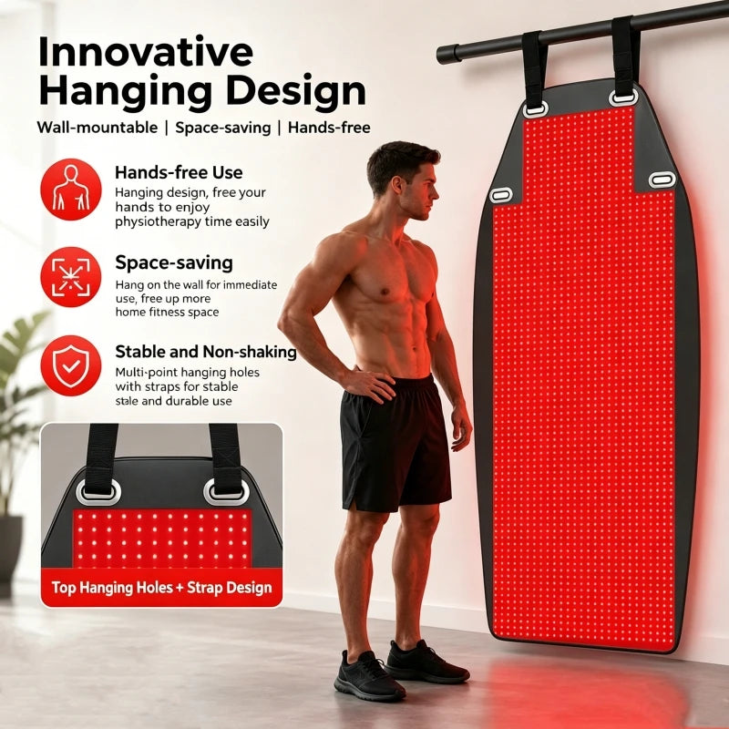 NEW Arrivals 1444 LED's Red Light Therapy Yoga Wall Mounted Mat Whole Body Infrared Relaxation Mat Suspended Treatment  Blanket 850x1+660x2nm Heating Mat Body Healing Pain Relief Hanging & Floor Use