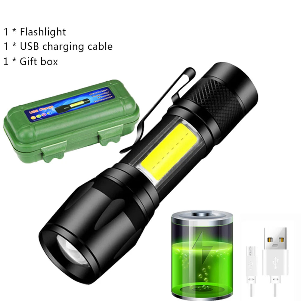 3 PCS Set 500m Lighting Distance Rechargeable LED Flashlight 10000LM Zoomable Torch Waterproof 5 Modes with LCD Display  Charging for Camping Hiking Night Walking Emergency Tools