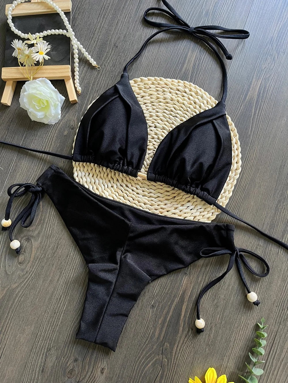 Sexy Braiding rope Bandage Bikini Set Women's Swimsuit Two-piece Triangle Swimwear Bathing Suit Brazilian Biquinis