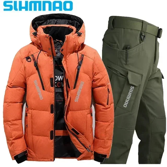 NEW M(50kg) - 4XL (100KG) 7 Colors -40* Degrees  Men's Goose Down Jacket and Tactical Pants, Winter Fishing Suit, Warm, Snow Skiing, Mountain Climbing, Hunting Sportswear