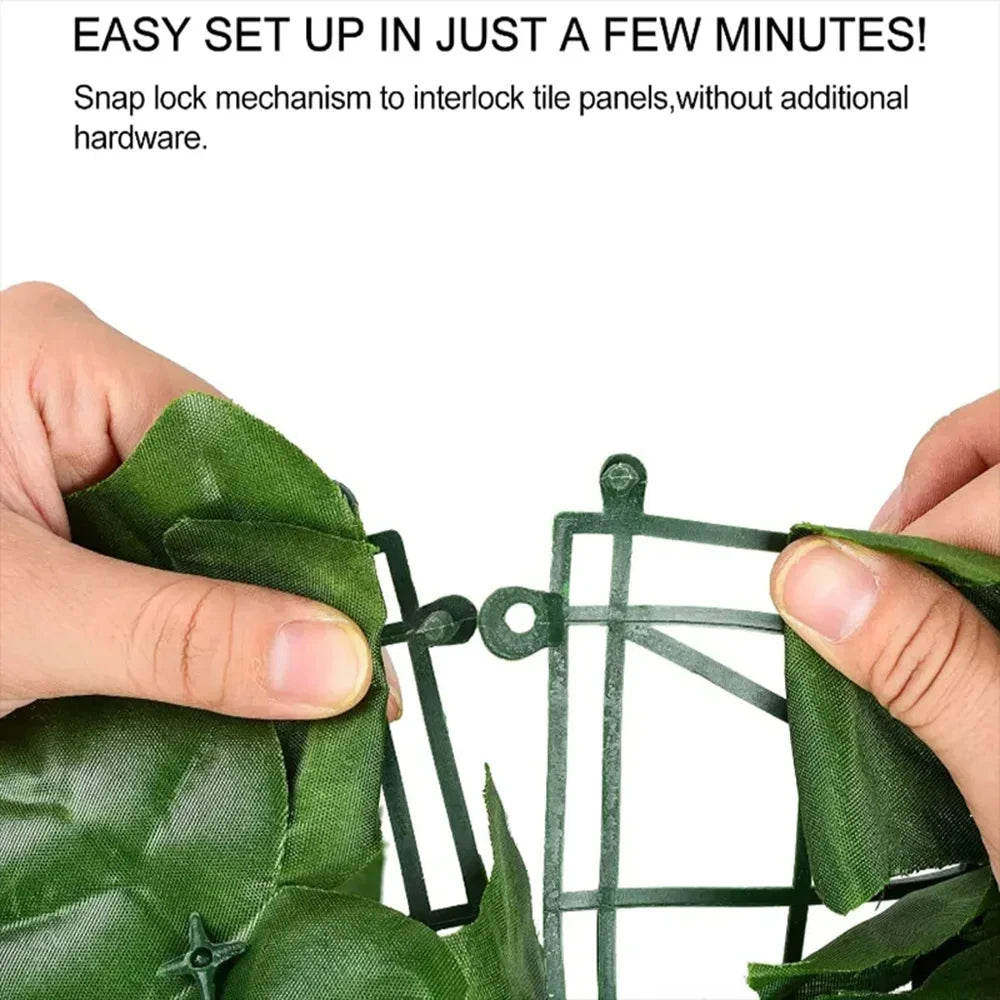50X100cm Artificial Ivy Hedge Green Leaf Fence Panels Faux Privacy Fence Screen for Home Outdoor Garden Balcony Decoration