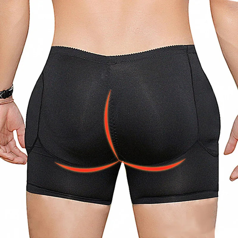S-6XL Plus Size Black and Beige Color Shapewear Men Body Shaper Hip Pad Filling Butt Lifter Builder Fake Ass Padded Panties Shorts Male Underwear