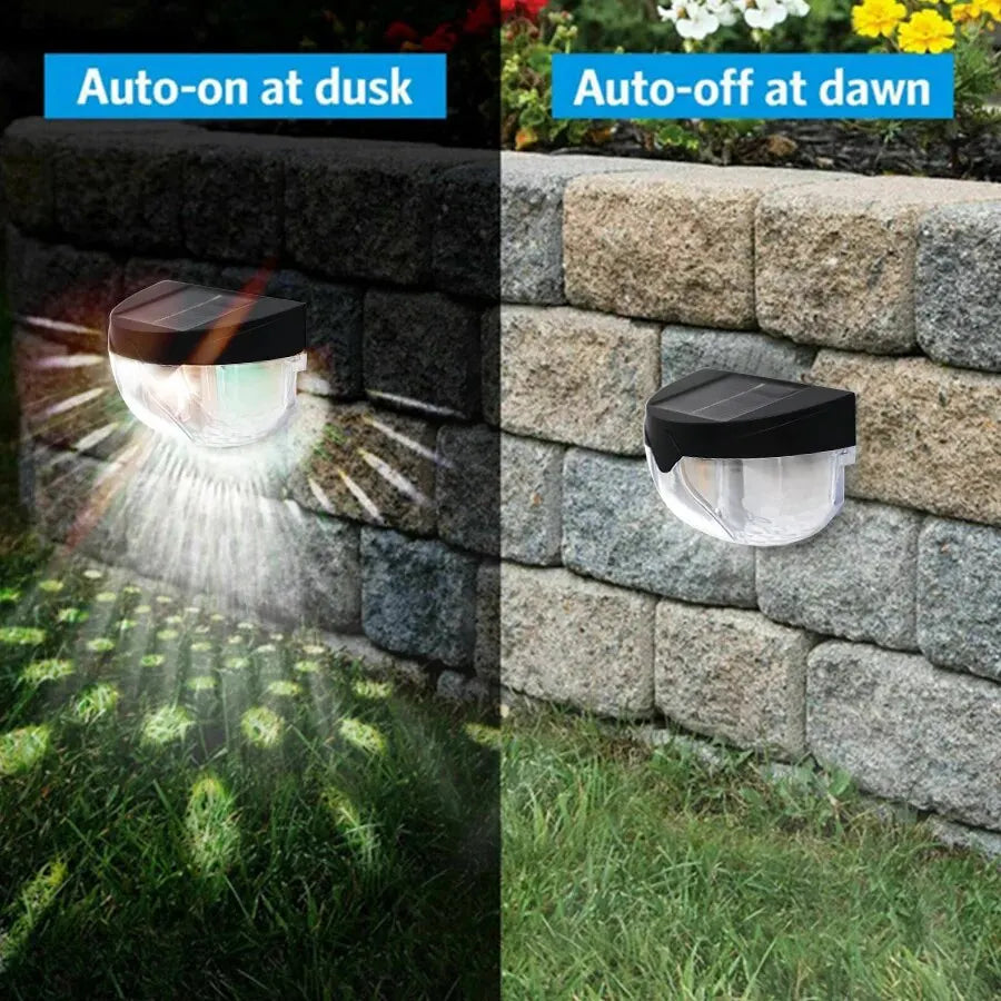 2 Pcs LED Solar Fence Lights Outdoor Waterproof Wall Lights Corrugated Tungsten Lamp for Terrace Garden Path Decorative