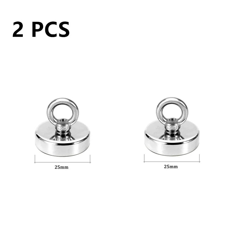 Super Strong Neodymium Fishing Magnets Heavy Duty Rare Earth Magnet with Countersunk Hole Eyebolt for Salvage Magnetic River Lakes Sea Boat Fishing Accessories.