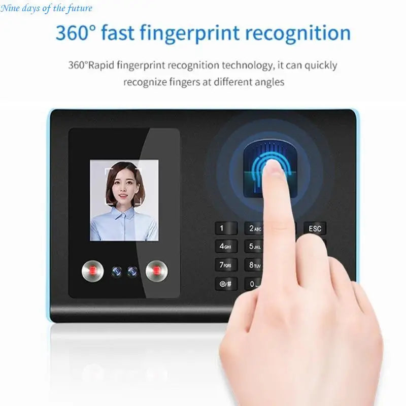 Time Clock Recorder Face Biometric Fingerprint Password Employee Attendance Machine 2.8in Screen Quick Recognition E65A for Stores Factory Security Supplies