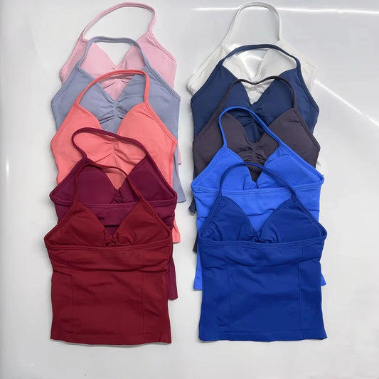 NEW Arrivals Halter Back Neck Top Push Up Vest Running Vest Sports Top Sports Bra Sports Vest Women's Sportswear Yoga Clothing