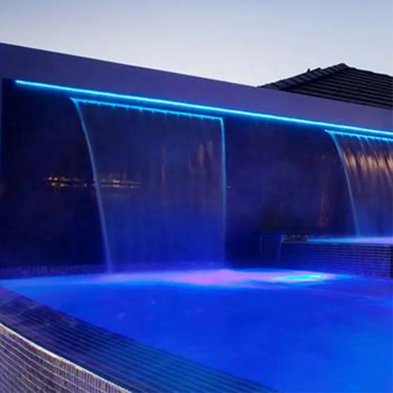 NEW 120CM RGB Remote Control 8 Colors EU/US Plug with Bulbs Automatic Underwater Waterfall Blade Fountain Spa 30/60/90/120cm Water Descent Wall Sheer Descent Cascade Mounted Colorful