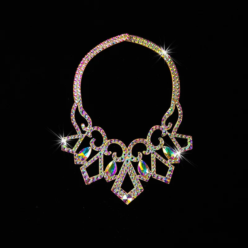 NEW Arrivals 18 Patterns Luxury Belly Dance Sparkle Necklace Jewelry Competition Dancer Accessory Shine Dancing Necklace Stage Performance Costume Egypt Show