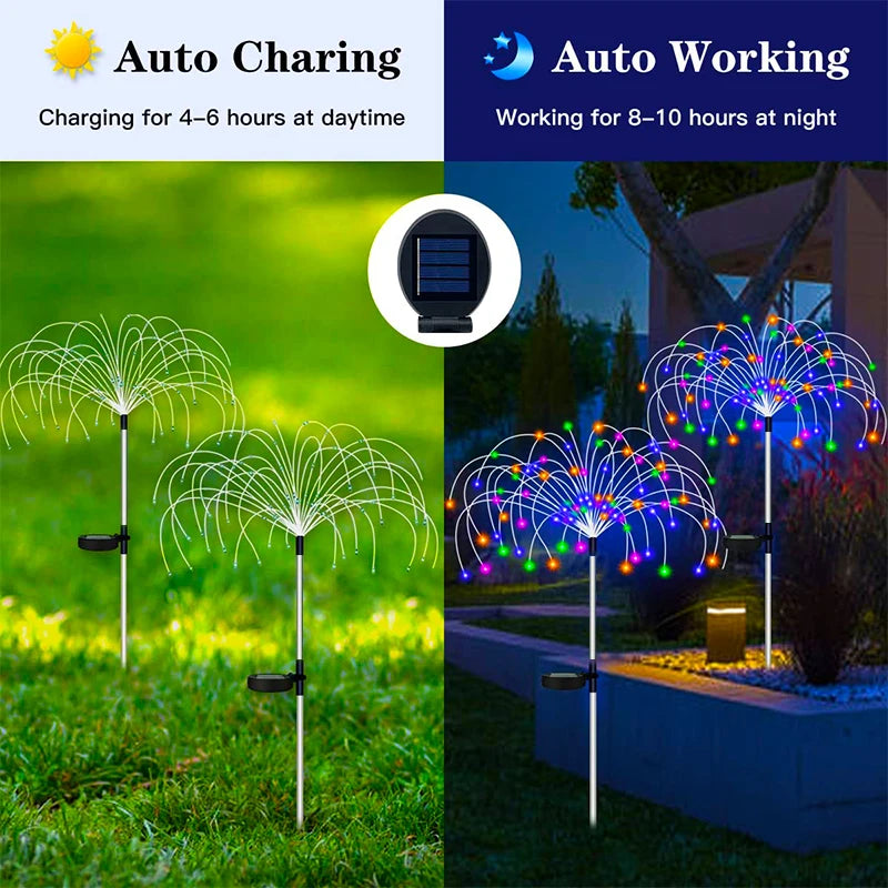 5 PCS Set Solar Firework LED Stake Lights Outdoor Garden Decor Pathway Fairy Light Waterproof Yard Lawn Patio Landscape Decor Solar Lamp