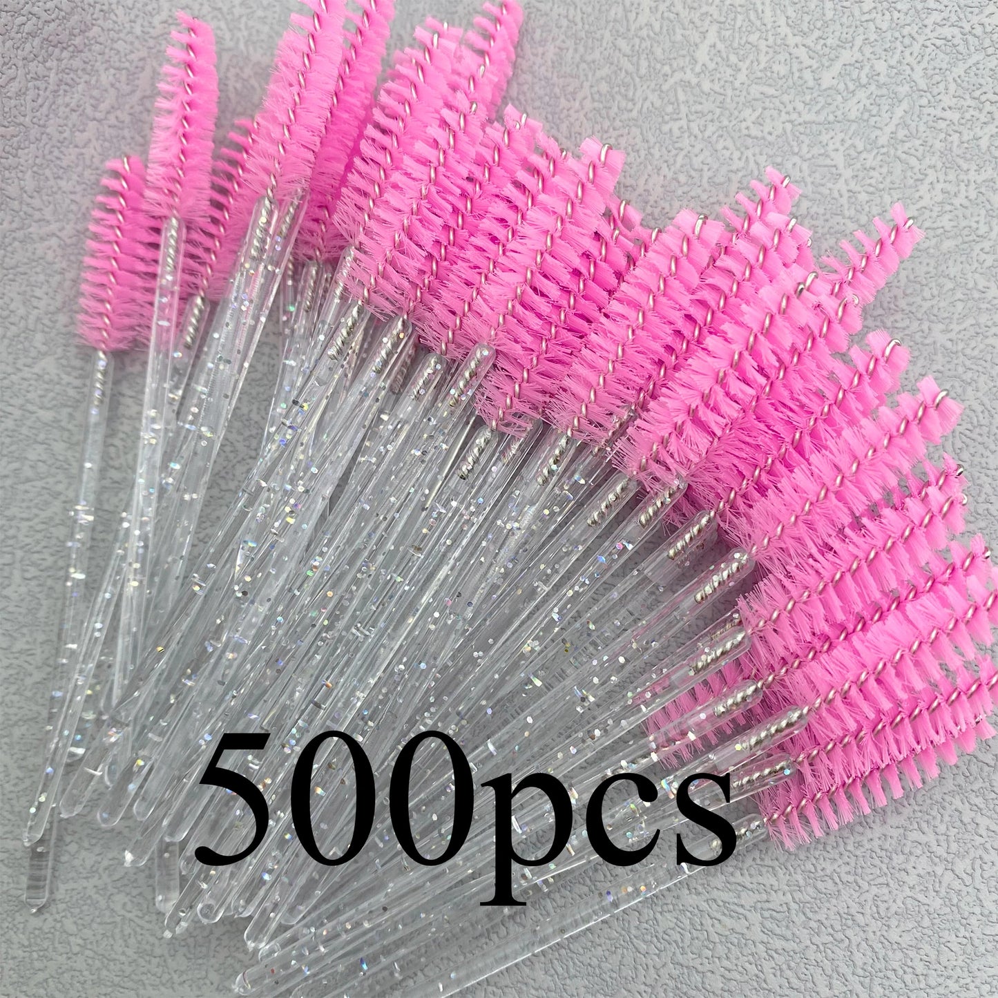 NEW Arrivals 500 PCS Set Eyelashes Brush Crystal Diamond Handle Make-Up Brush Mascara Wands Eyelash Extension Tool Supplies Applicator Spoolers Women Girls Cosmetic Accessories