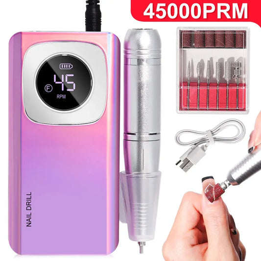 NEW Arrivals Rechargeable Nail Drill Machine with LCD Display Low Noise, Professional Nail Polish Grinder Nail Accessories Set Hot Sales Manicure Pedicure Devices Nail Care Tools Set Cosmetics Supplies